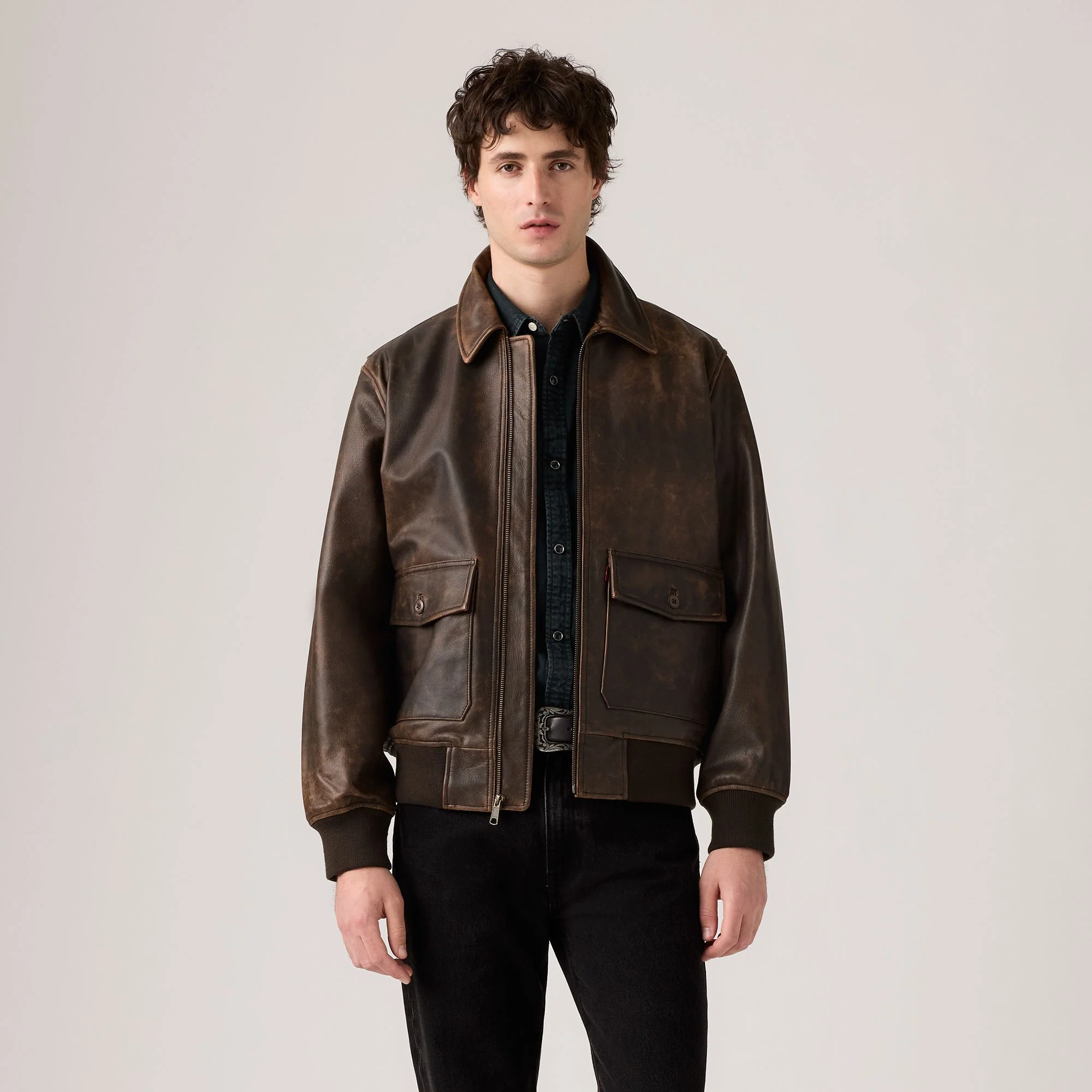 Levi's® Men's Clayton Leather Aviator Jacket - Image 2