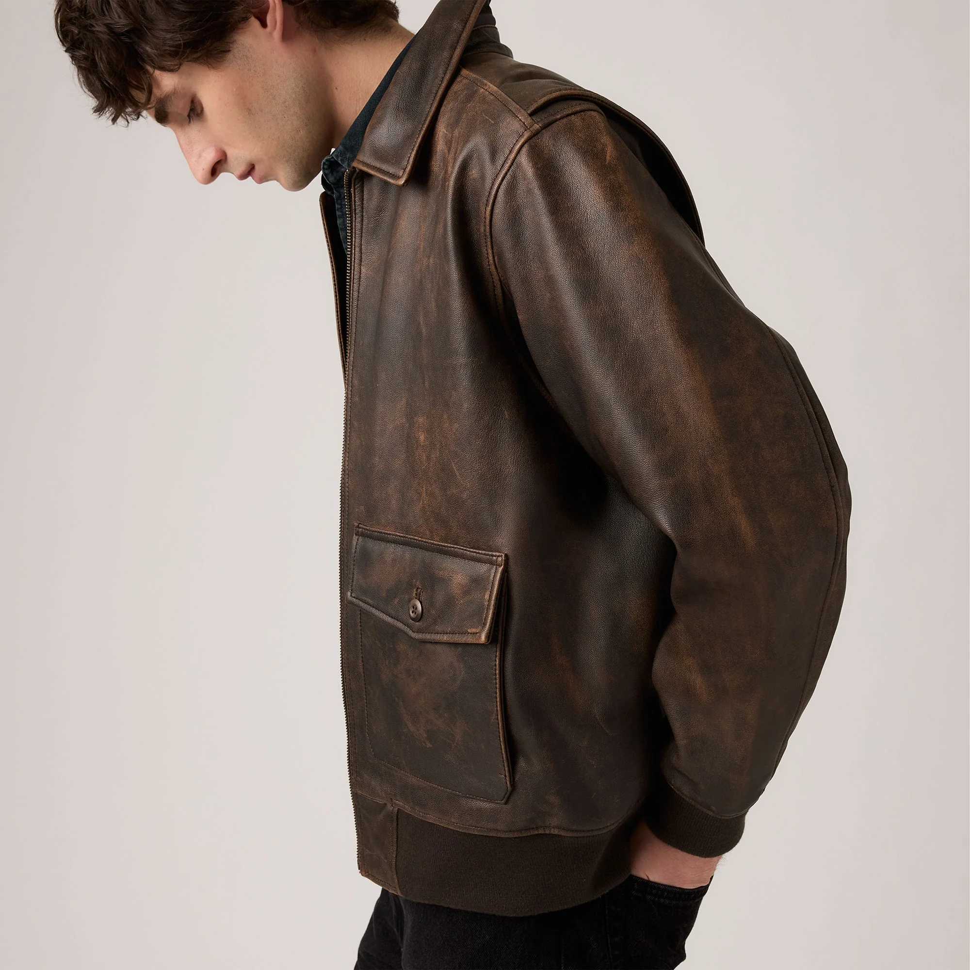 Levi's® Men's Clayton Leather Aviator Jacket - Image 4