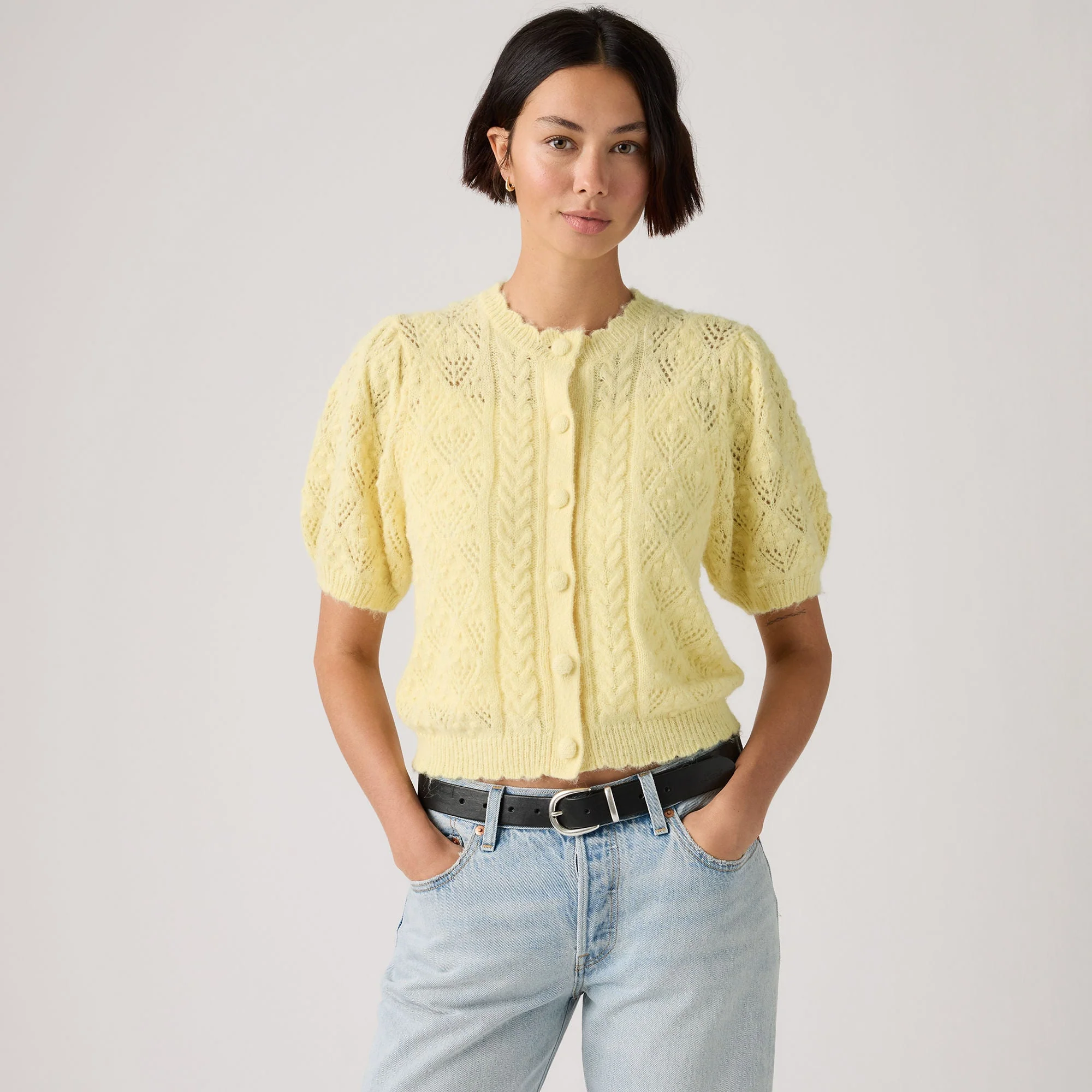 Levi's® Women's Pauline Pointelle Short-Sleeve Cardigan - Image 3